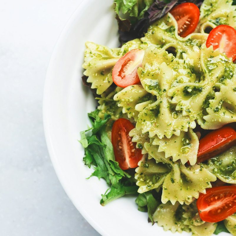 Fresh pesto pasta bowl