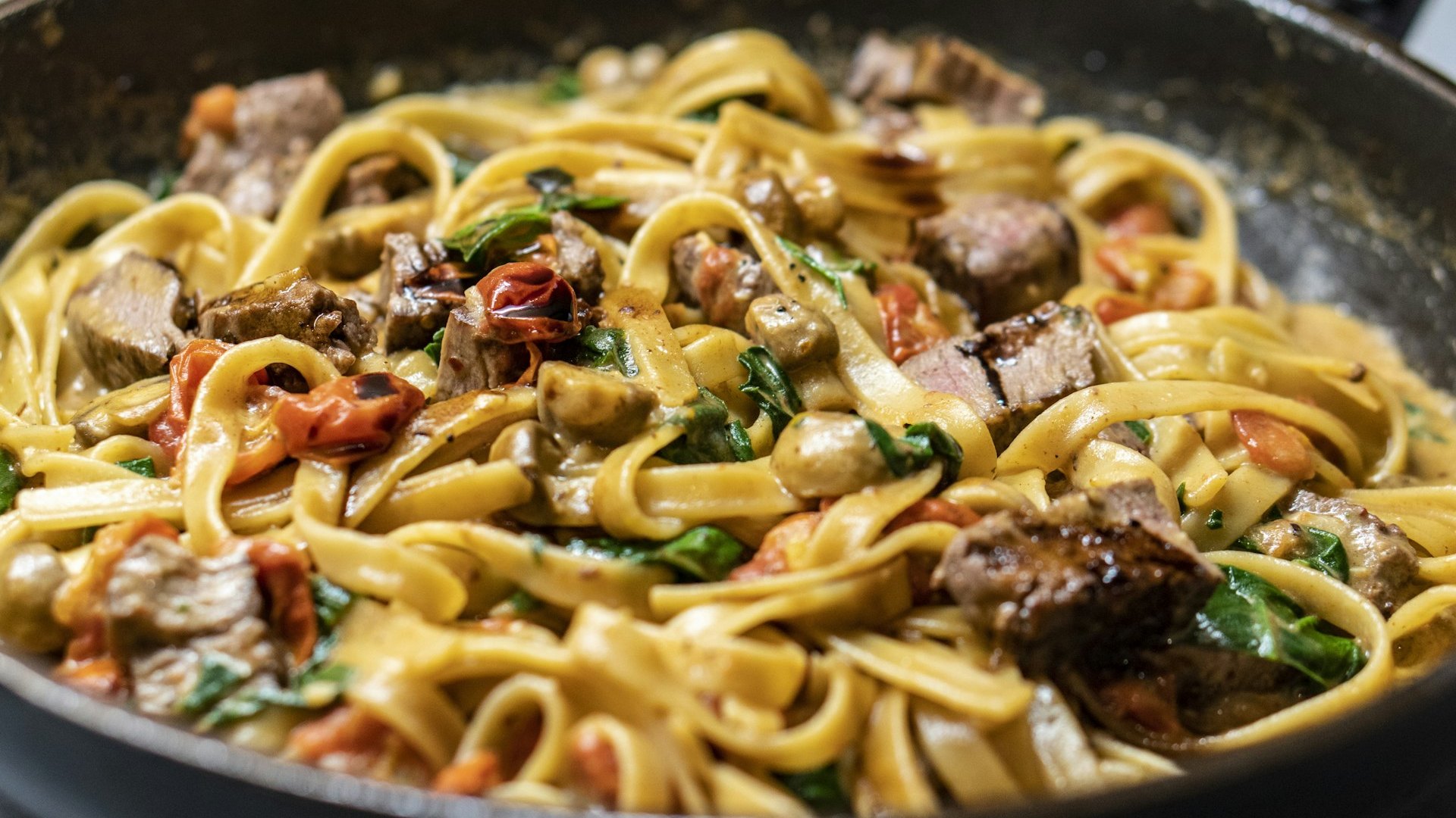 Creamy fresh pasta served at Lucky Mama's